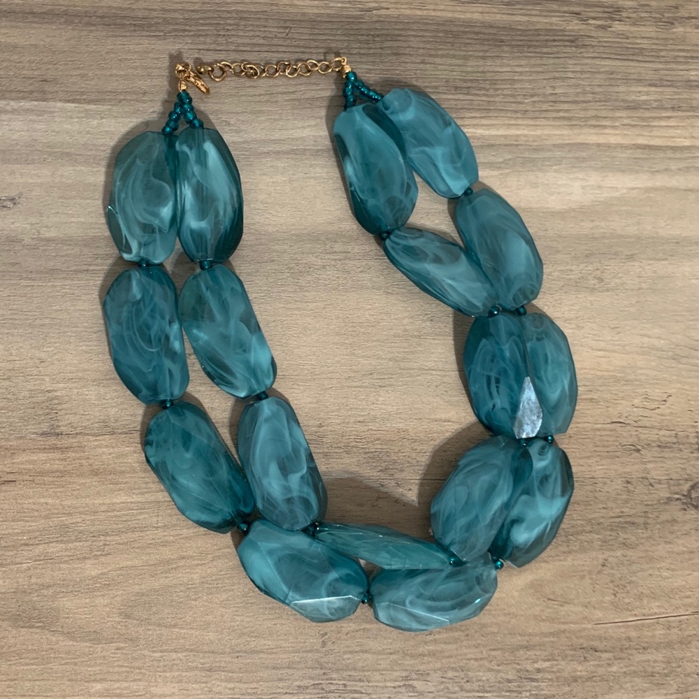 Jumbo bead double layer necklace Teal/turquoise